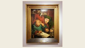 Marinus van Reymerswaele, Les Collecteurs d’impôts (années 1540), deux hommes comptant pièces et registres
